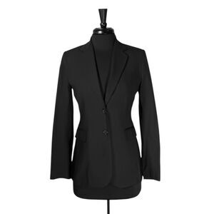 Banana Republic Women's Blazer Black Wool Stretch Two Button Lined Suit Jacket 4